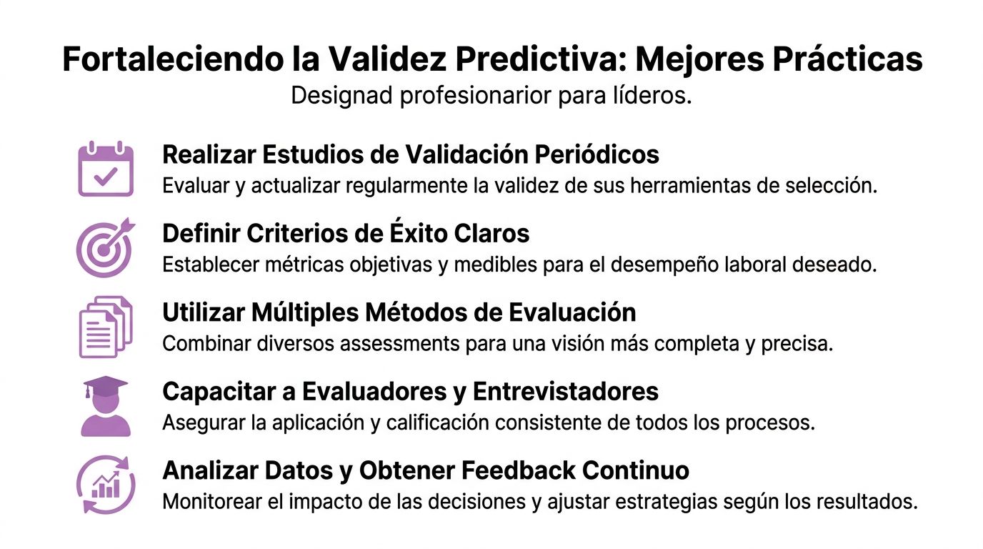 Infografía sobre mejores prácticas para fortalecer la validez predictiva en los procesos de selección de personal.